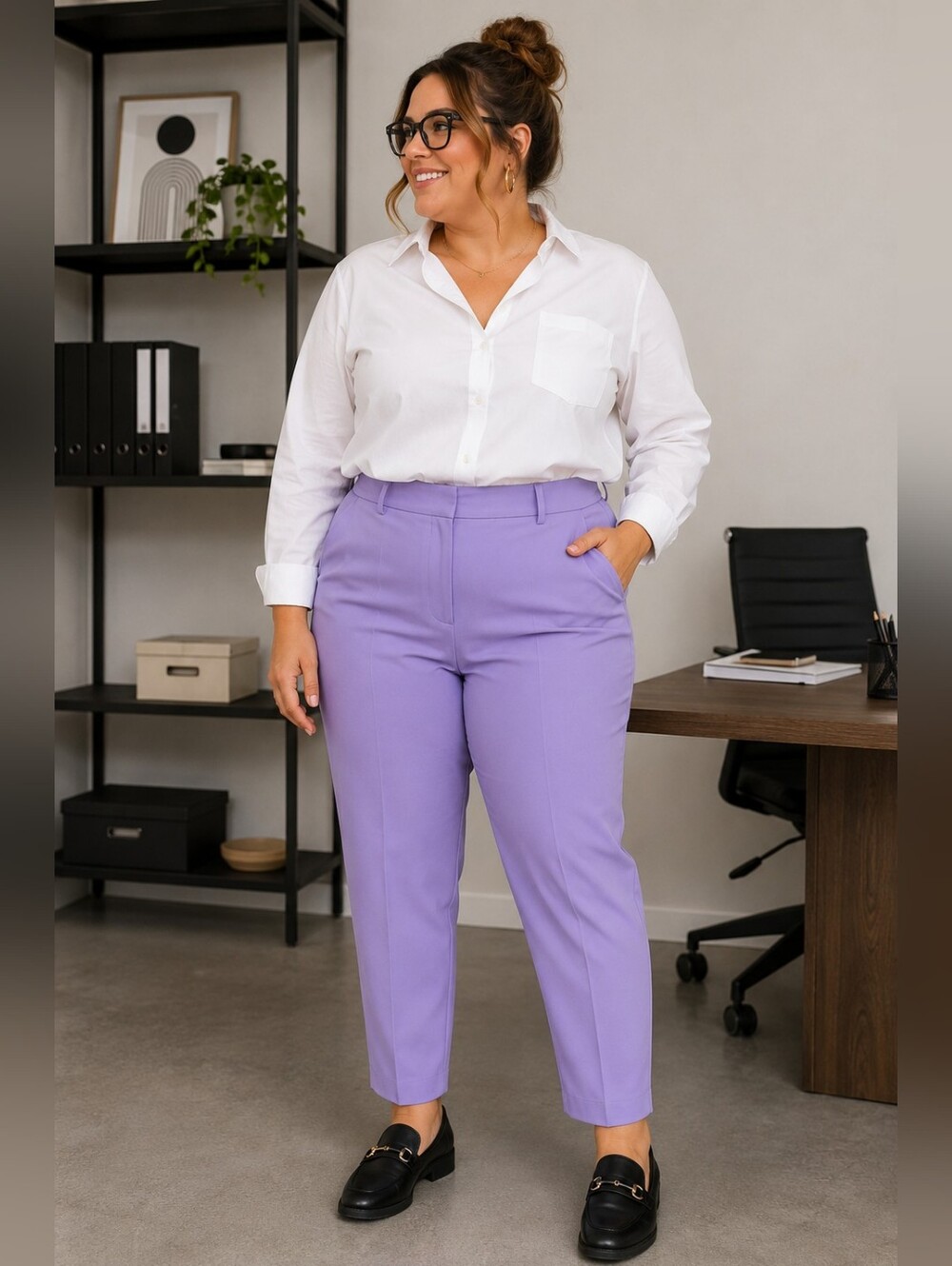 Eloquii Women's Plus-Size 20 SHORT: Lavender Tailored Pants